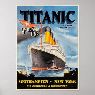 Affiche Annonce vintage Titanic White Star Line