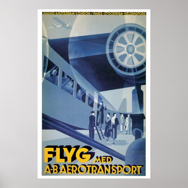 Affiche Annonce voyage de vintage Swedish Airlines (ABA) (Devant)
