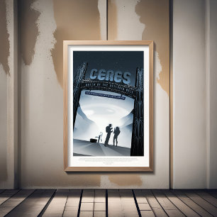 Affiche Annonce Voyage Sci-Fi, Planète naine Ceres