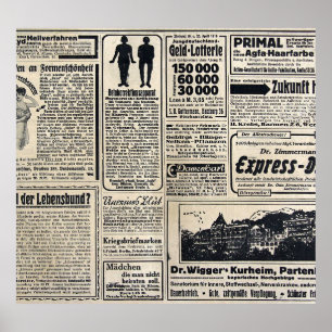 Affiche Annonces de journaux allemands antiques 1917