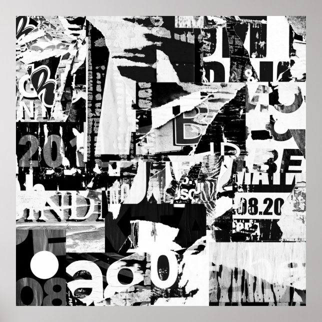 Affiche Annonces publicitaires de rue déchirées collage ba (Devant)