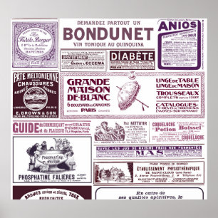 Affiche Annonces vintages de journaux français 1910