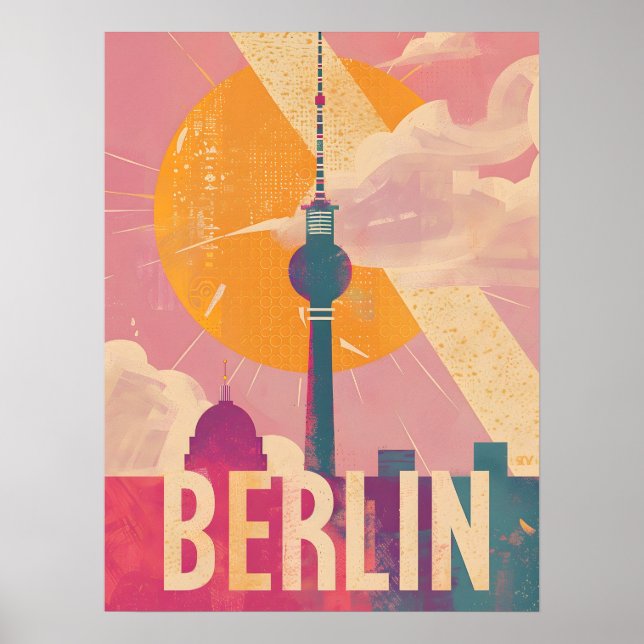 Affiche Annonces voyage Vintage rose Berlin (Devant)
