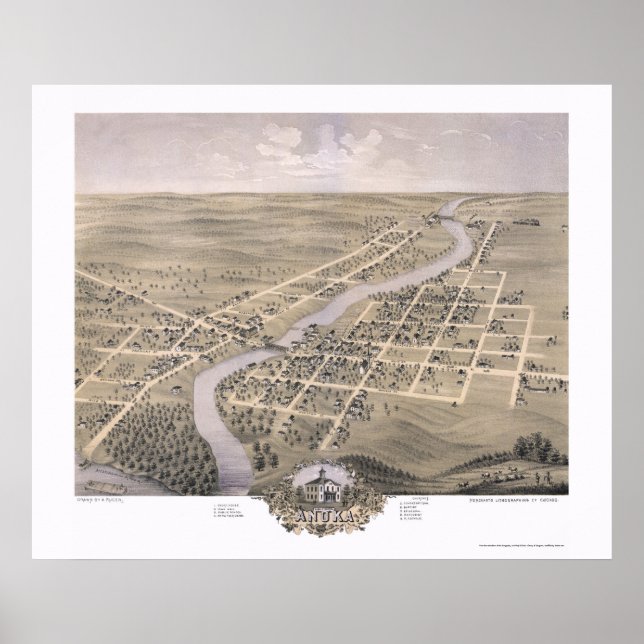 Affiche Anoka, MN Panoramic Map - 1869 (Devant)