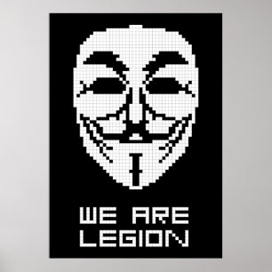 Affiche Anonyme Nous Sommes Légion Pixel Art