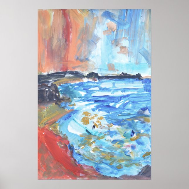 Affiche Anse Océanique Expressionniste Vibrante (Devant)