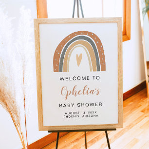 Affiche ANSLEY Baby shower arc-en-ciel bohème orange brû