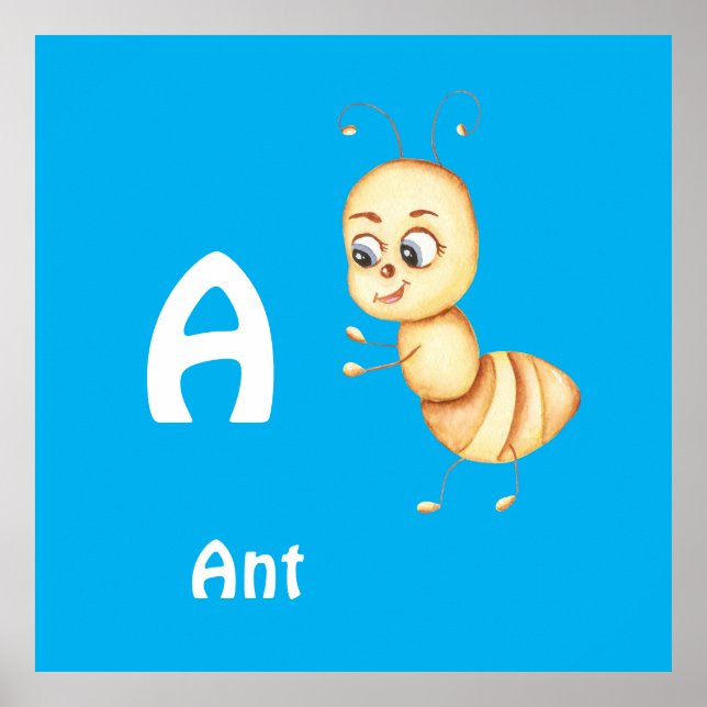 Affiche Ant personnaliser ABC : Lettre A - Ajouter votre n (Devant)