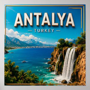 Affiche Antalya Turquie Côte Méditerranéenne Voyage Histor
