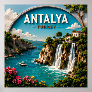 Affiche Antalya Turquie Riviera turque Méditerranée Voyage