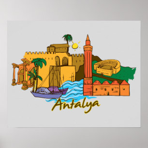 Affiche Antalya, ville célèbre de Turquie