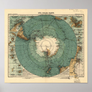 Affiche Antarctica Antique Atlas Map of 1912