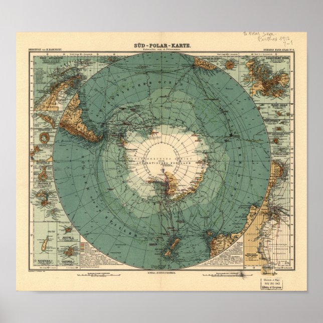 Affiche Antarctica Antique Atlas Map of 1912 (Devant)