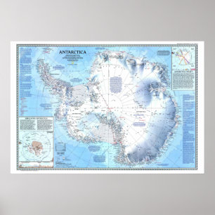 Affiche " Antarctique : 1987 Carte détaillée ...