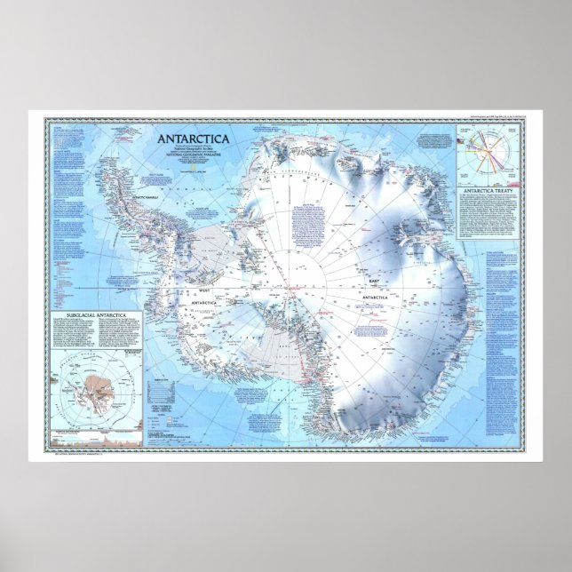 Affiche " Antarctique : 1987 Carte détaillée ... (Devant)