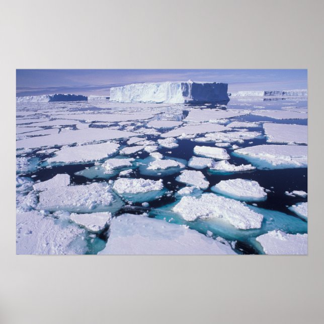 Affiche Antarctique, Écoulement de glace. (Devant)