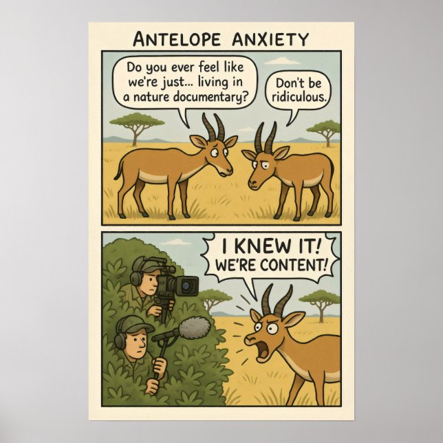 Affiche Antelope Anxiety Comic - Nature Documentaire Humou (Devant)