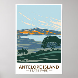 Affiche Antelope Island State Park Utah Vintage