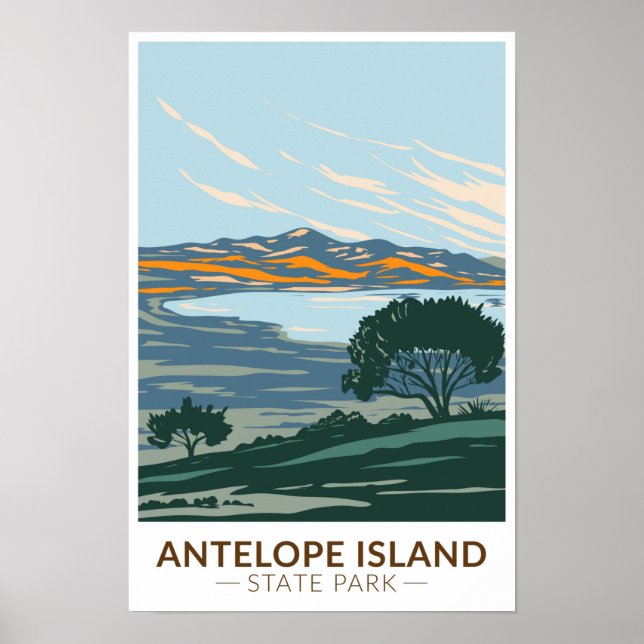 Affiche Antelope Island State Park Utah Vintage (Devant)