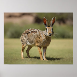 Affiche Antelope Jackrabbit debout sur l'herbe