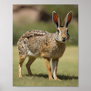 Affiche Antelope Jackrabbit debout sur l'herbe