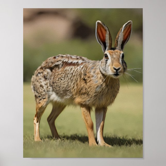 Affiche Antelope Jackrabbit debout sur l'herbe (Devant)