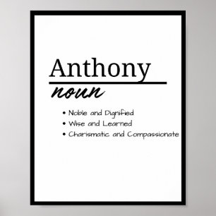 Affiche Anthony, Définition de prénom personnalisé garçon