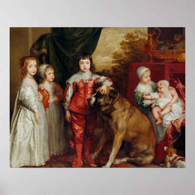 Affiche Anthony van Dyck - Cinq enfants aînés de Charles (Devant)
