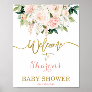 Affiche Anthurium Baby shower Fille signe de bienvenue