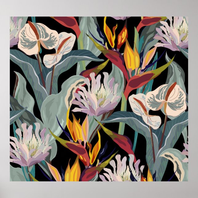 Affiche Anthurium Strelitzia : Splendeur Vintage tropicale (Devant)