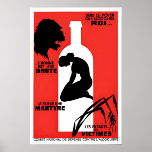 Affiche Anti Alcool Française Vintage Art de Bar d