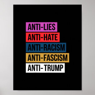 Affiche Anti Haine Mensonges Racisme Fascisme Résister Pro