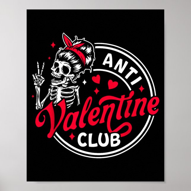 Affiche Anti Saint-Valentin squelette cœur drôle valentin (Devant)