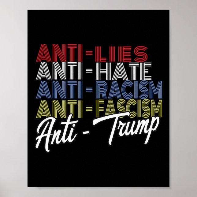 Affiche Anti Trump Hate Mies Et Fascisme Résistent Au Vote (Devant)