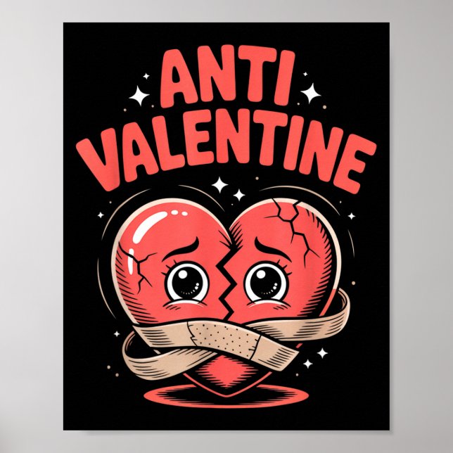 Affiche Anti Valentine Broken Heart Cute Bandaged Heart  (Devant)