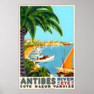 Affiche Antibes Côte d'Azur Riviera française Méditerranée