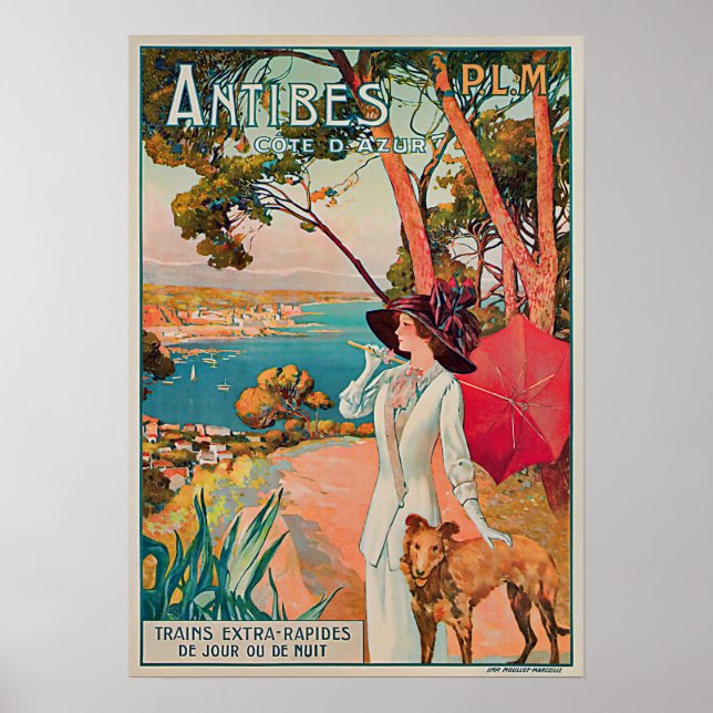 Affiche Antibes Côte d'Azur Vintage voyage (Devant)