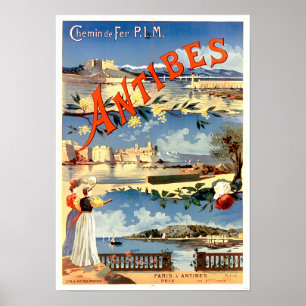 Affiche Antibes France voyage vintage