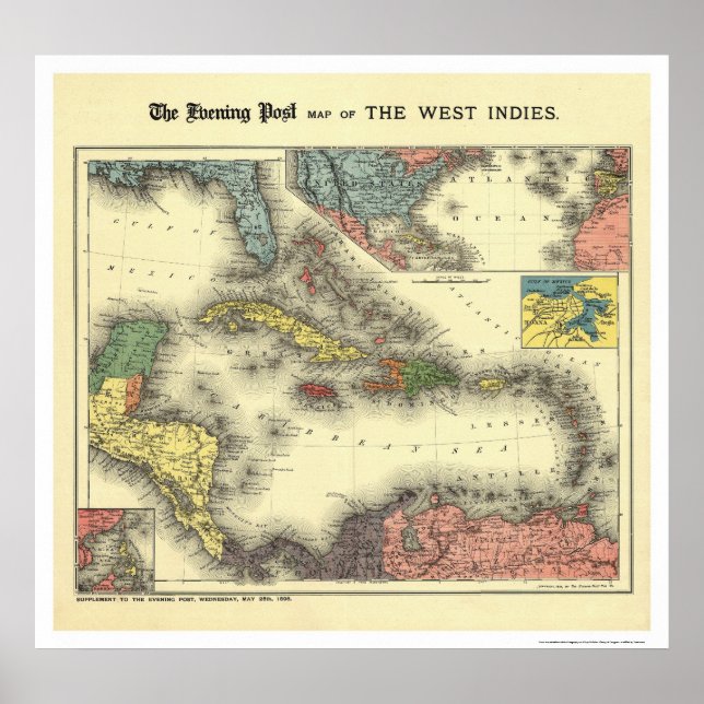 Affiche Antilles Carte postale du soir 1898 (Devant)
