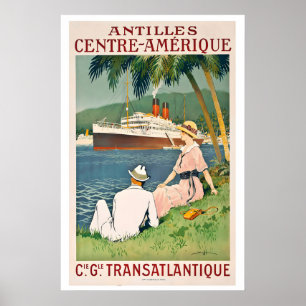 Affiche Antilles Mer des Caraïbes Amérique centrale Compag