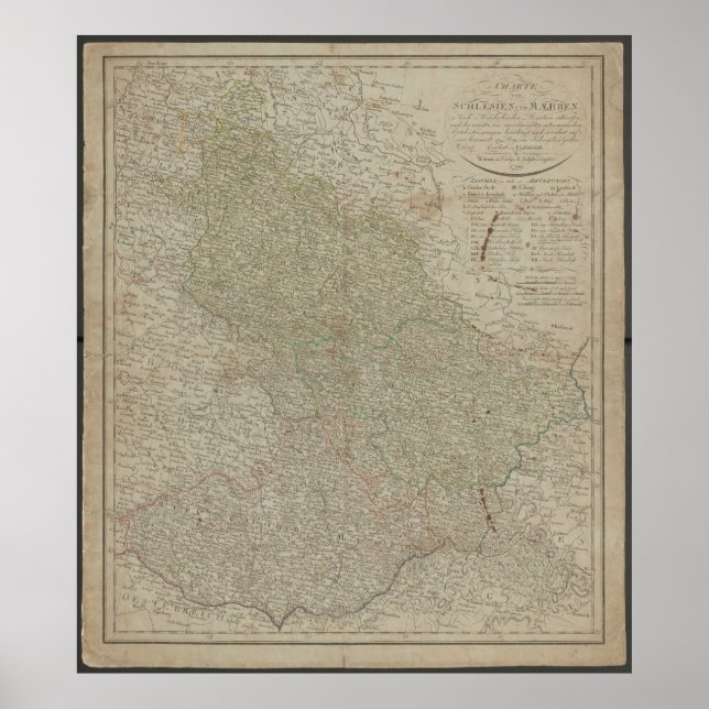 Affiche Antique 1799 Map of Silesia & Moravia, Historical  (Devant)