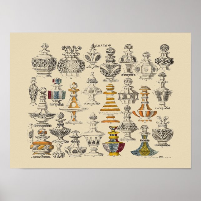 Affiche Antique 1828 Conception de bouteilles (Devant)