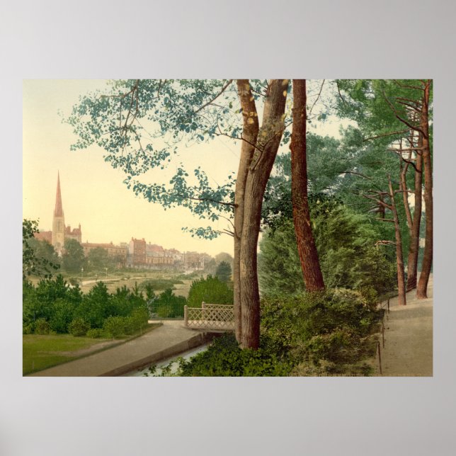 Affiche Antique Angleterre, Jardins de Bournemouth (Devant)