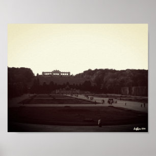 Affiche Antique Autriche Vienne Jardins Schonbrunn 1970