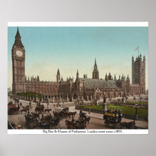 Affiche Antique Big Ben & Houses of Parliament 1895 Londre