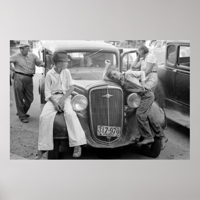 Affiche Antique Car, Famille de la Grande Dépression, anné (Devant)