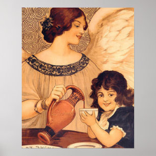 Affiche Antique d'Ange au Chocolat Français : Art