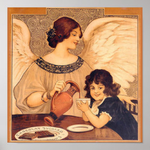 Affiche Antique d'Ange au Chocolat Français : Art