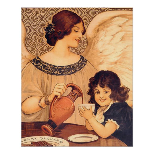 Affiche Antique d'Ange au Chocolat Français : Art  (Devant)