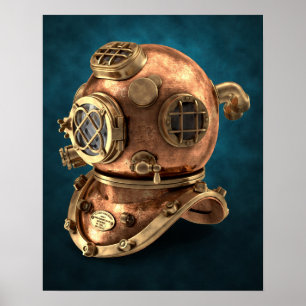 Affiche Antique Deep Sea Diving Helmet